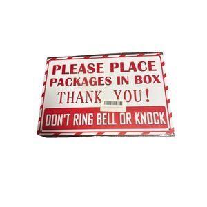 Please Place All Packages In This Box Do Not Knock Or Ring Bell Sign
